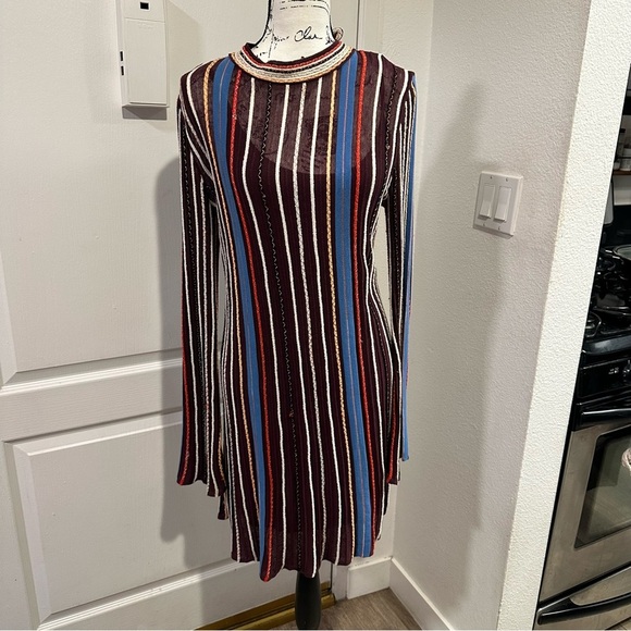 MISSONI Midi Striped Dress Med/10/44 - Picture 1 of 6